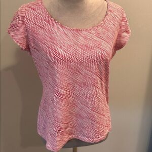 Lafayette 148 NY Twist Back Top M 
Stretch Stripe Scoop Neck Top